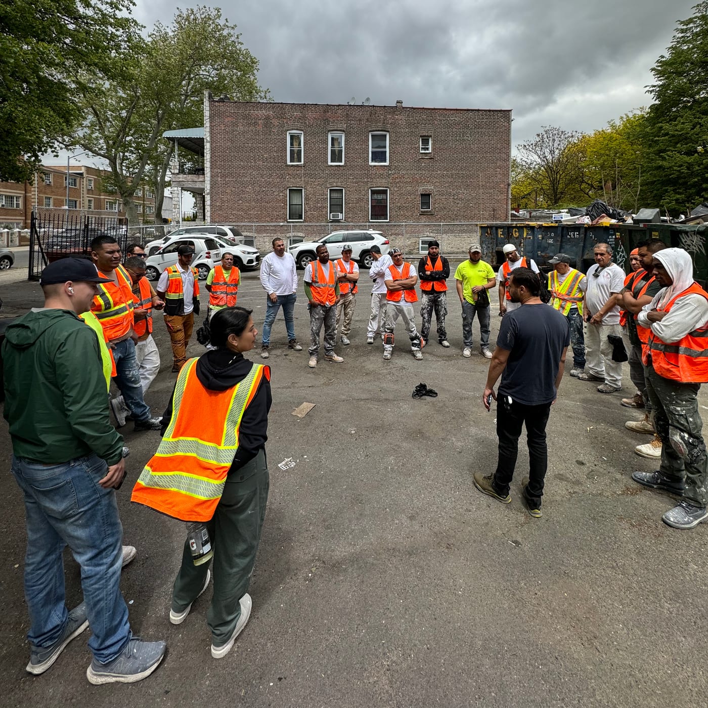The Perennial Empire crew gathered outside a New York City jobsite.